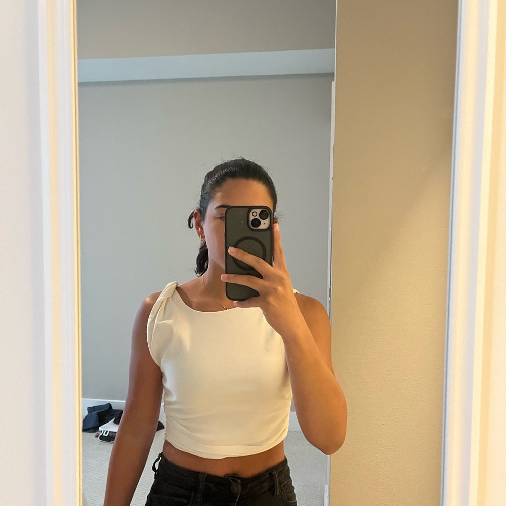 Zara White Sleeveless Crop Tank Top
